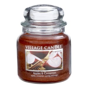 Village Candle Vonná svíčka ve skle Jablko a skořice (Apple Cinnamon) 397 g